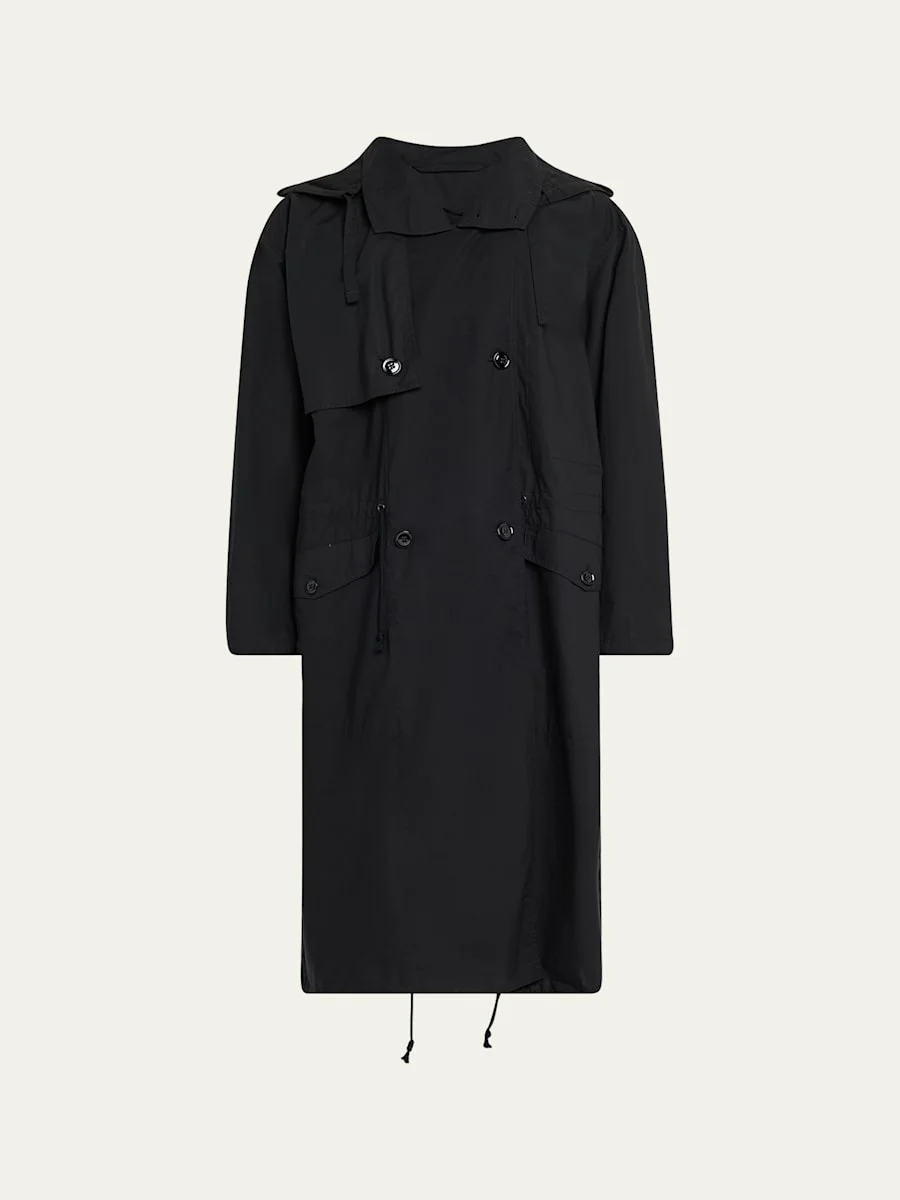 Men's Light Hooded Trench Coat - 1