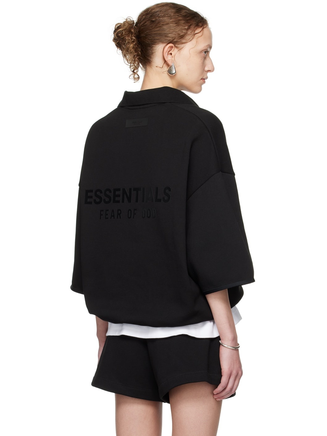 Black Spread Collar Polo - 3