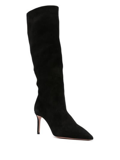 AQUAZZURA 80mm pointed-toe suede boots outlook