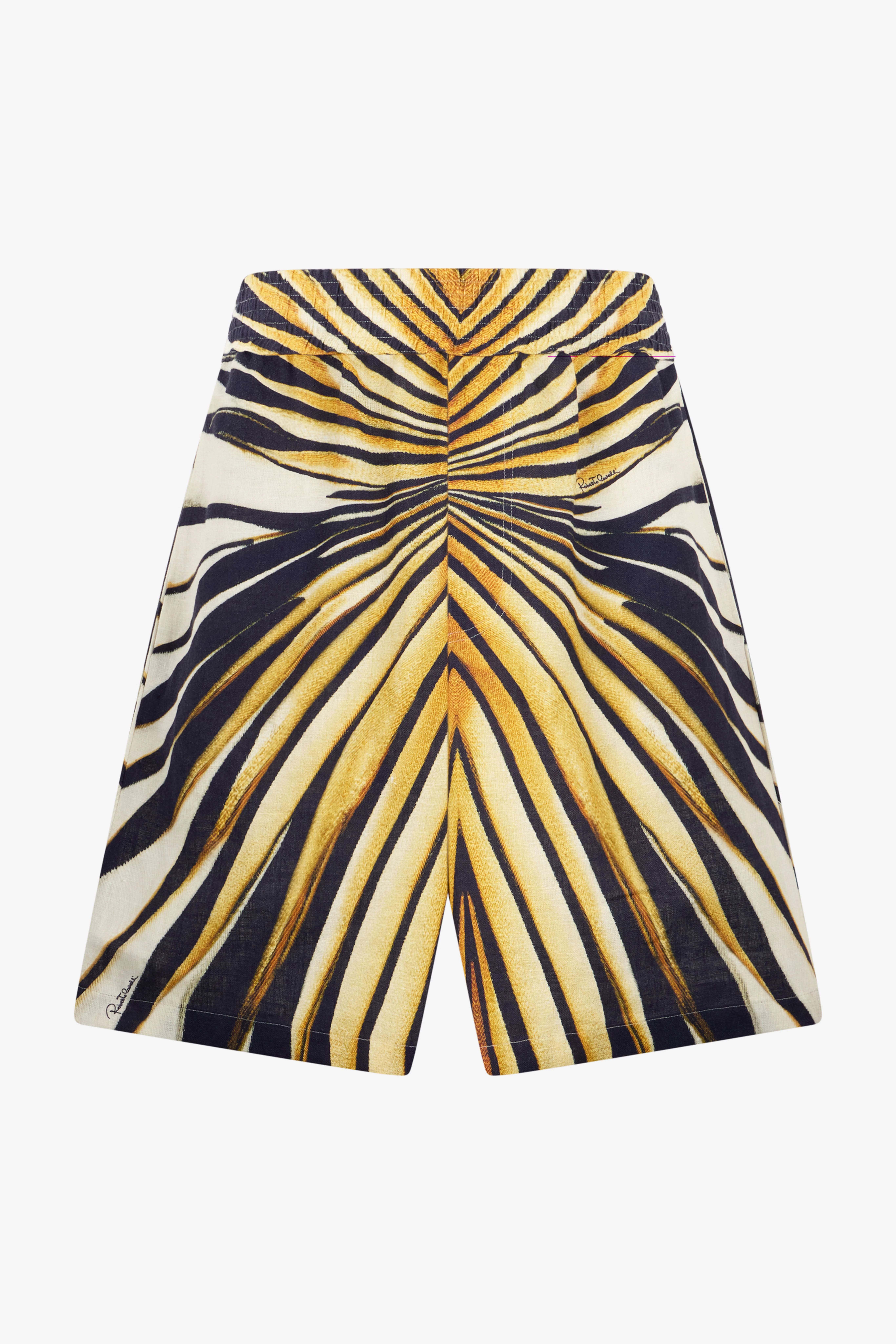 Ray Of Gold Print Linen Bermuda - 1