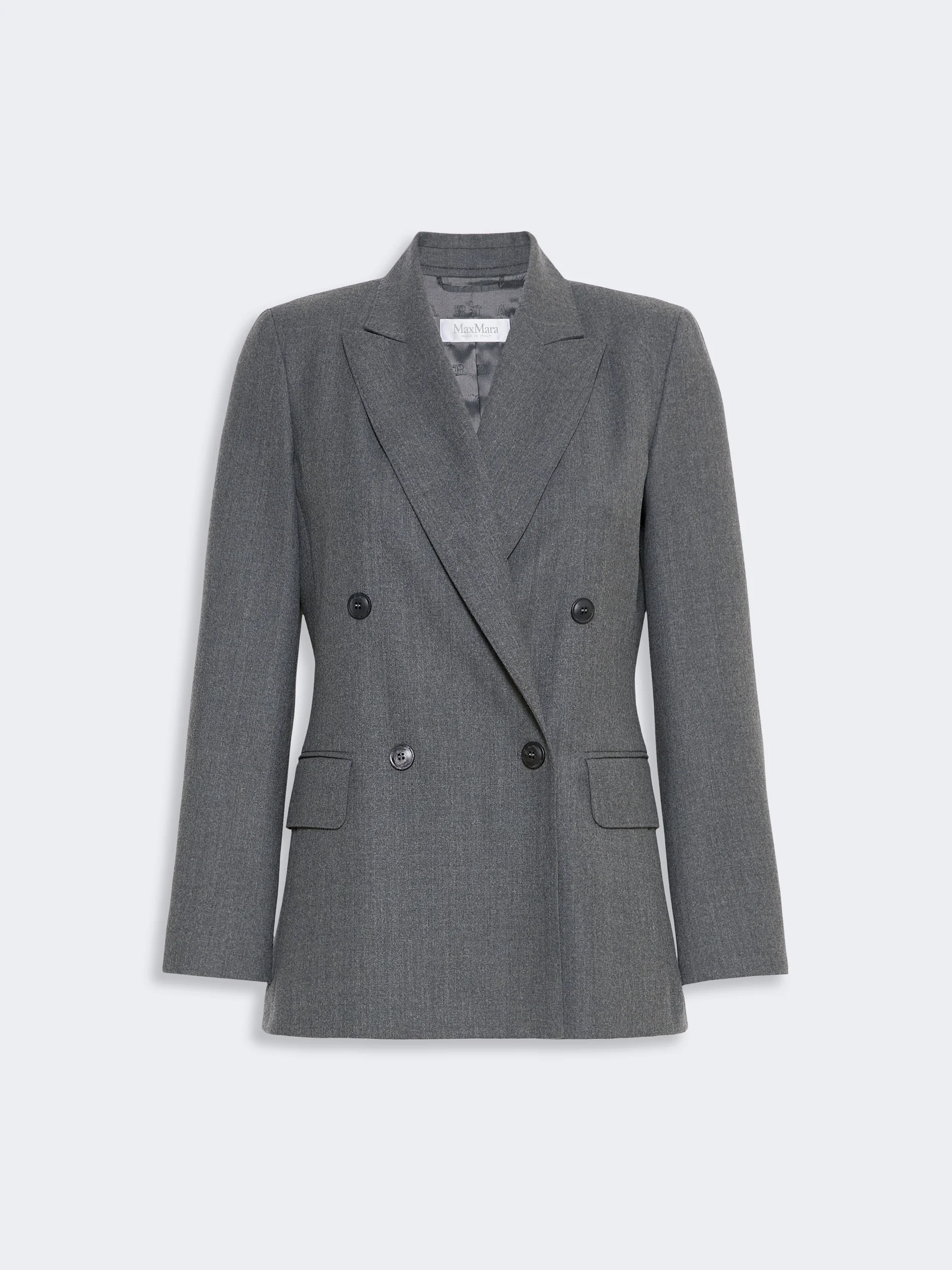 SCENICO Double-breasted wool flannel blazer - MEDIUM GREY - 1