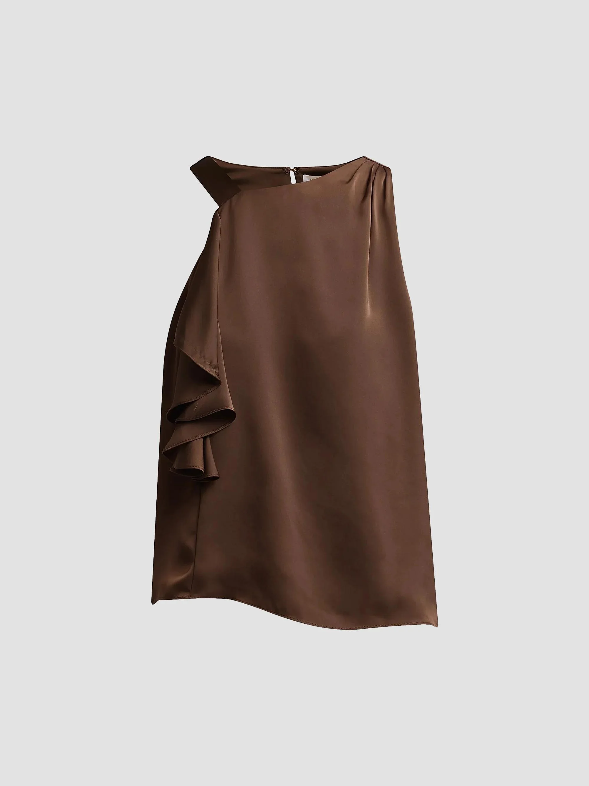 Women's Danielle Draped Satin Blouse - Heritage Brown - 1