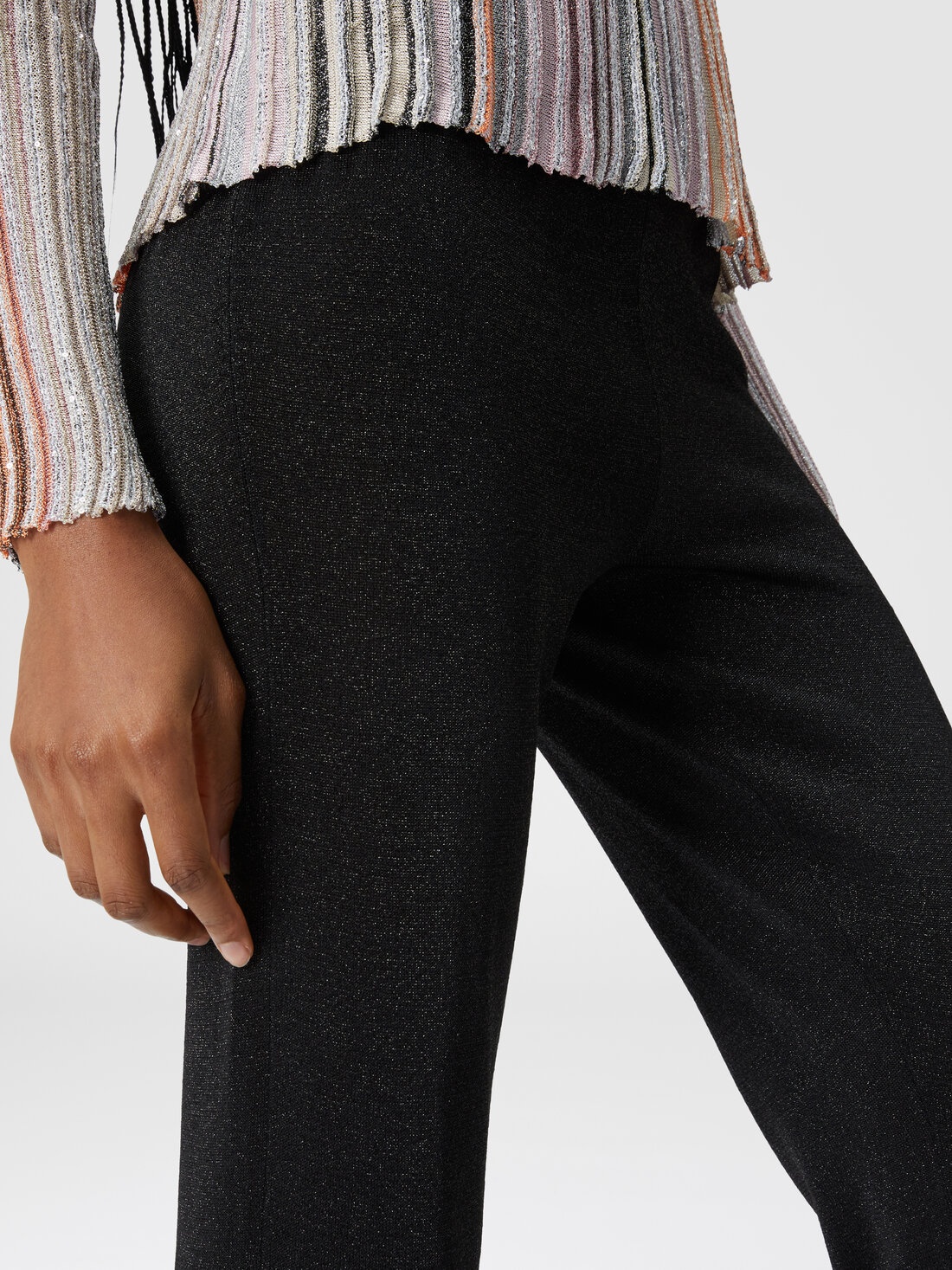 Glitter-effect viscose straight trousers - 5