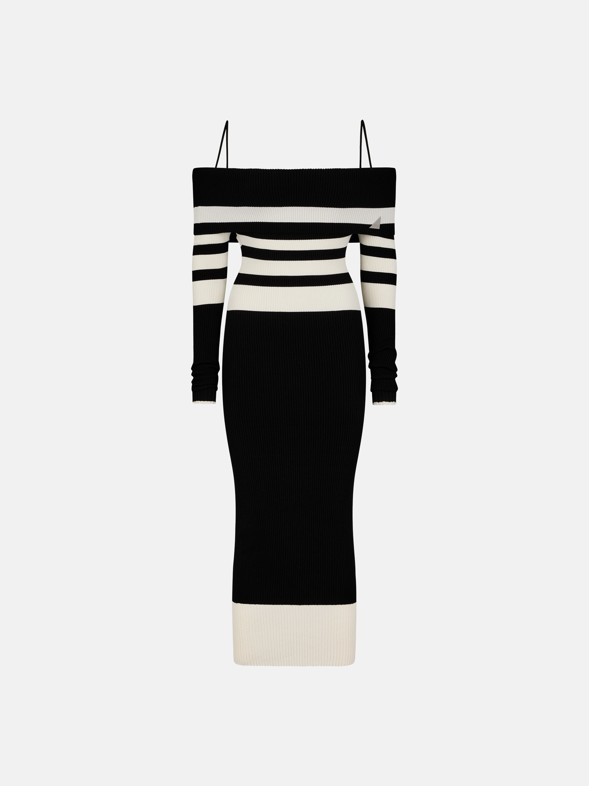 ''AMILIA'' WHITE AND BLACK MIDI DRESS - 1