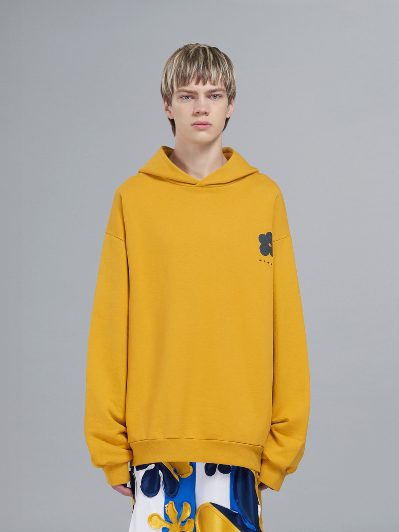 Marni BLACK DAISY PRINT YELLOW COTTON HOODED SWEATSHIRT outlook
