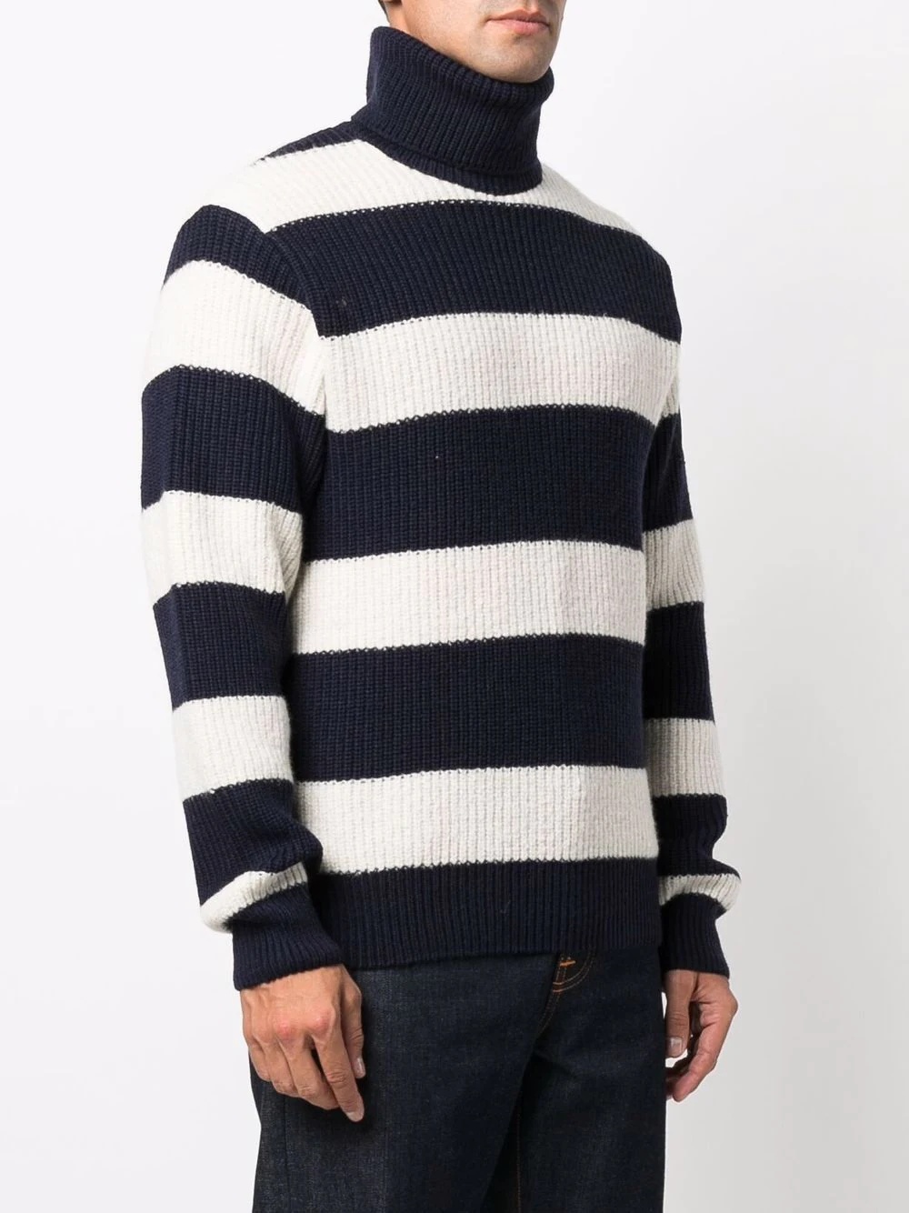 ribbed knit stripe jumper - 3