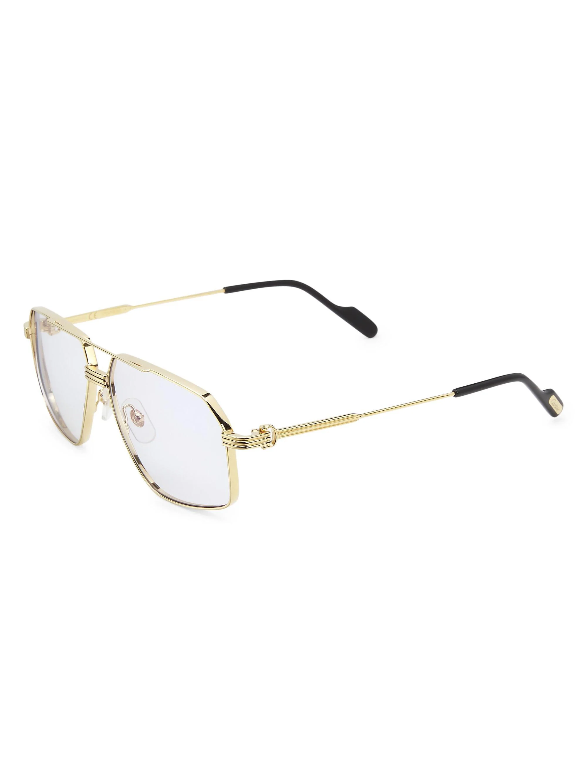 Men's 58MM Rectangular Sunglasses - Gold - 1