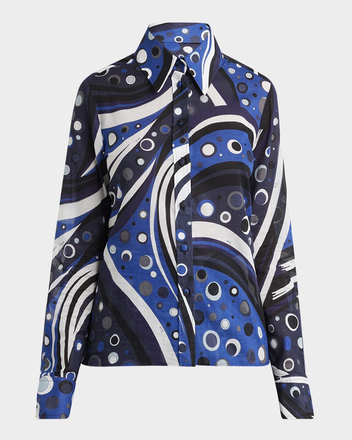 Printed Long-Sleeve Button-Down Shirt - 1