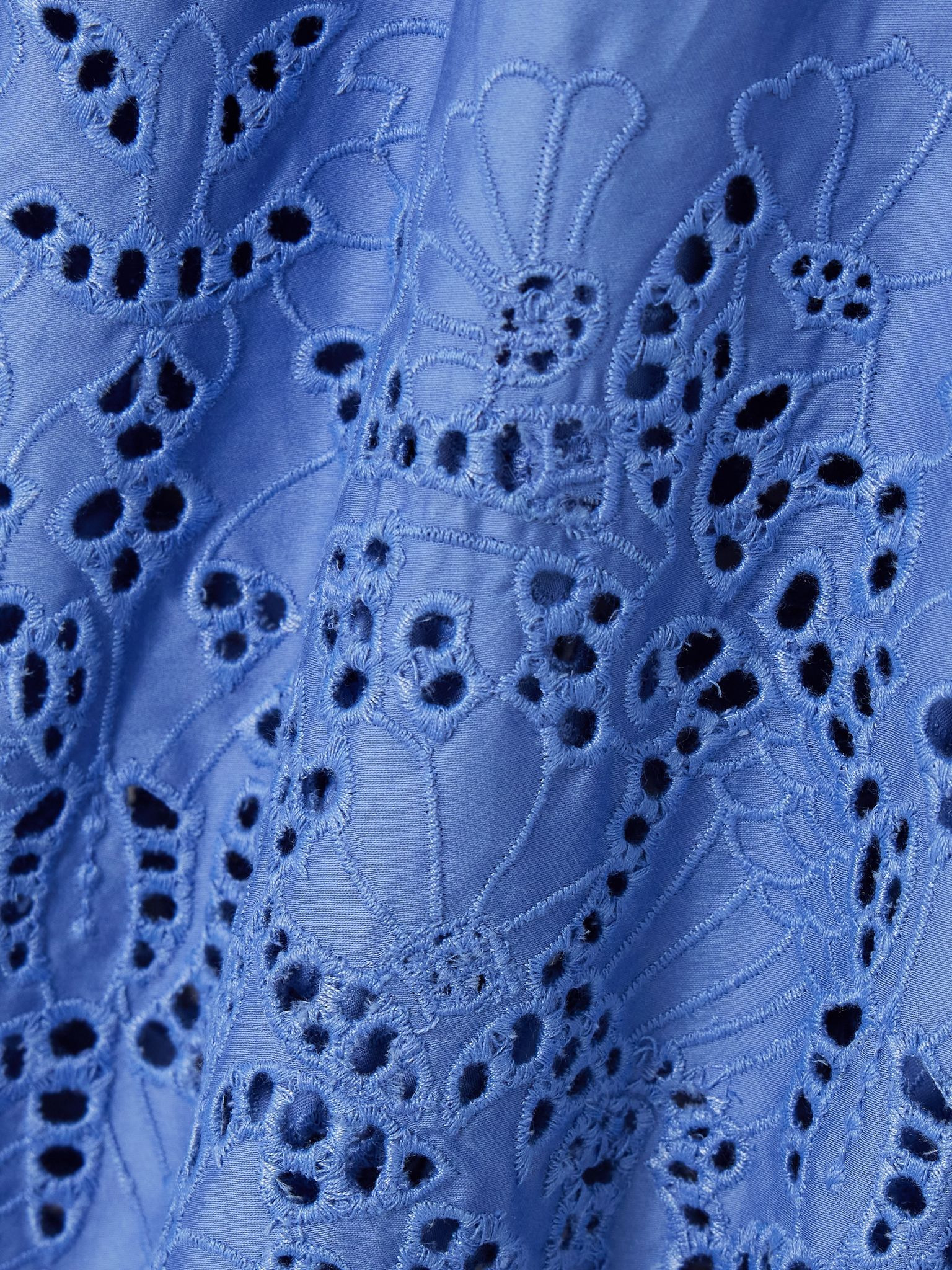Wynona pleated broderie anglaise cotton-poplin midi skirt Blue - 5