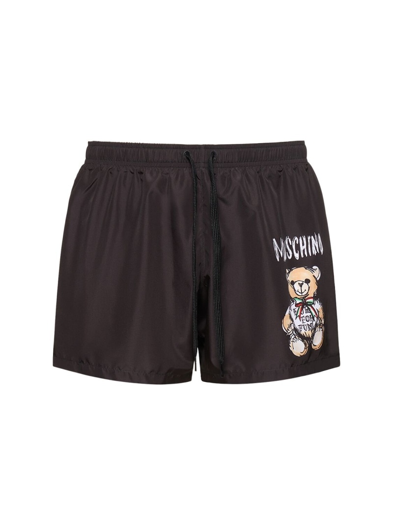 Moschino Teddy print nylon swim shorts | luisaviaroma