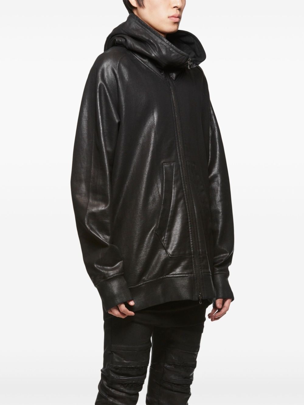 coated finish hooded jacket - 3