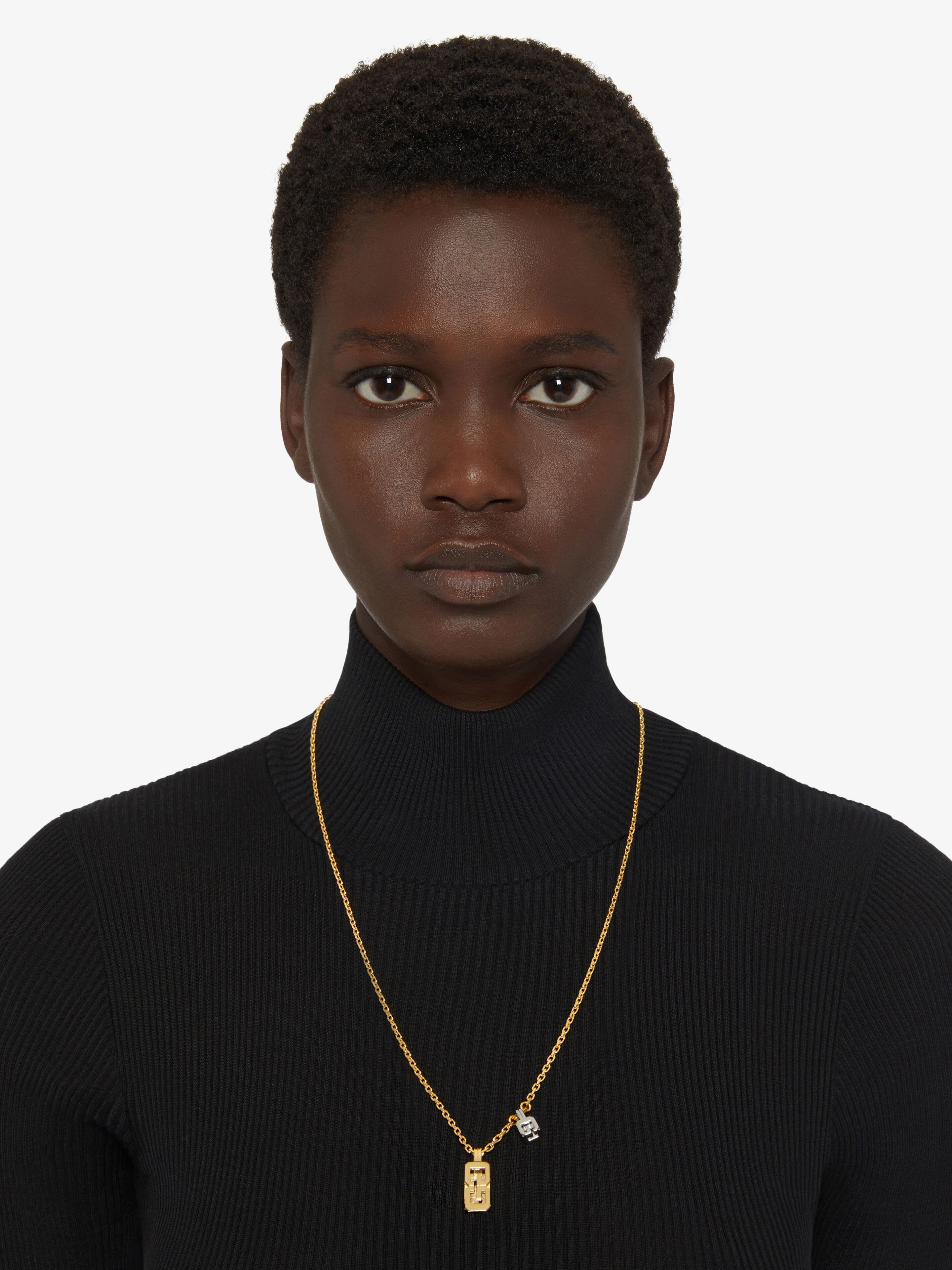G CUBE PENDANT NECKLACE IN METAL - 3
