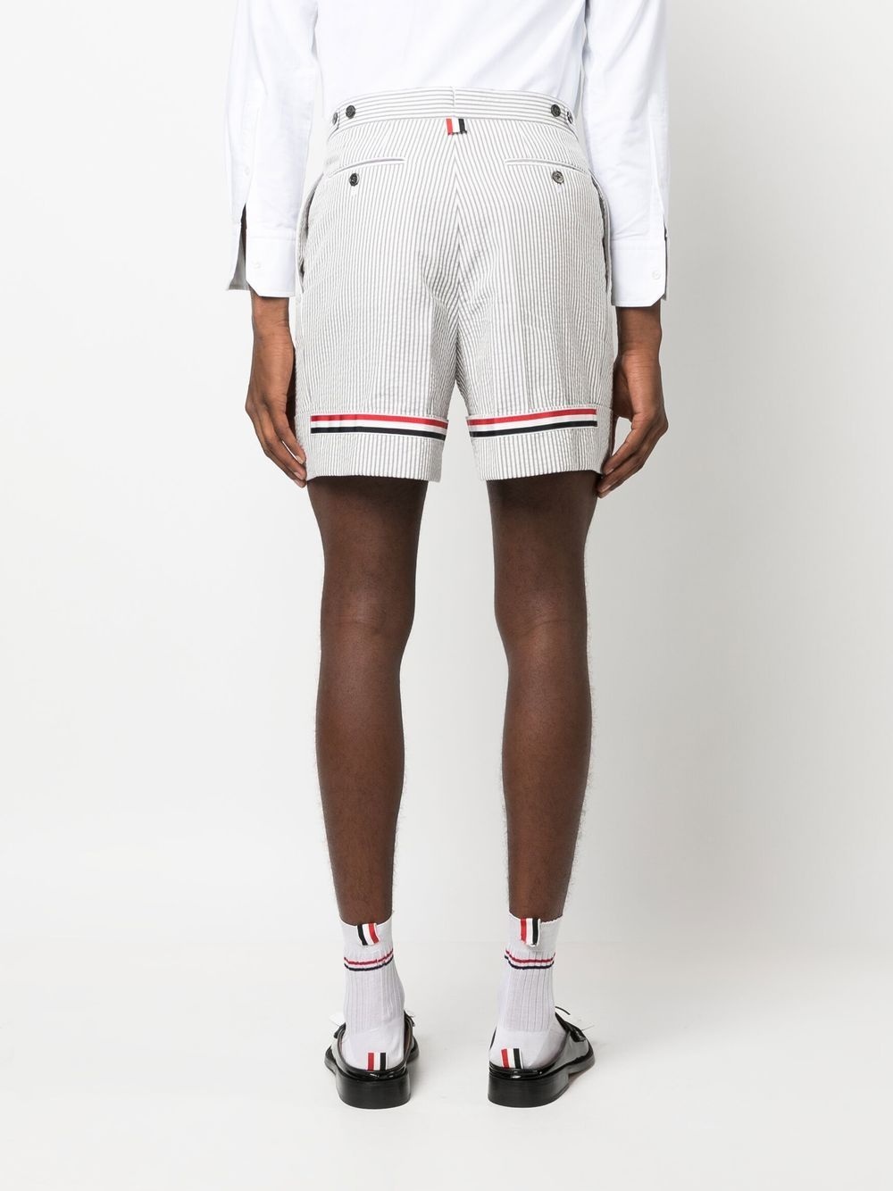 seersucker striped tailored shorts - 4