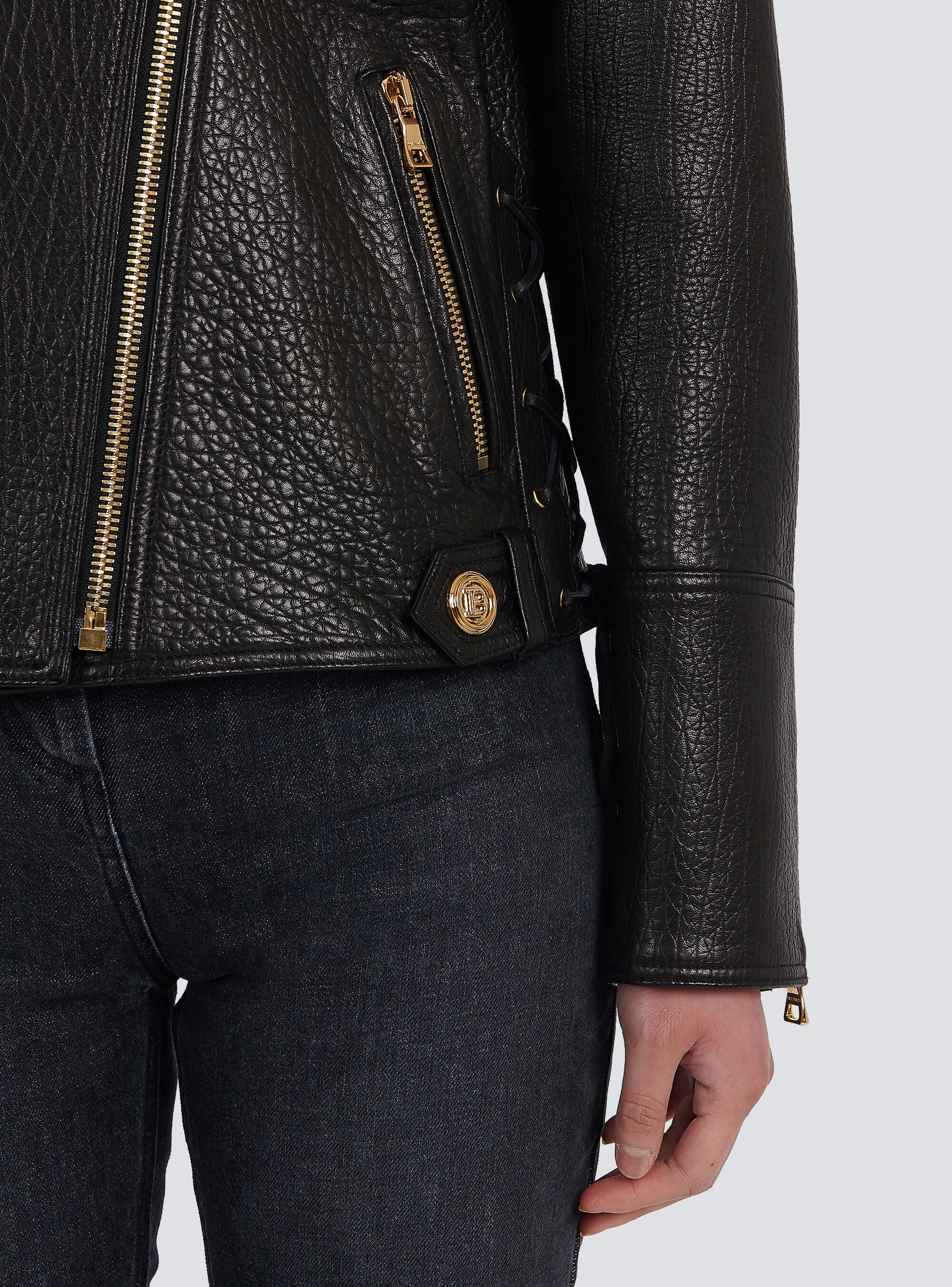 Leather lace-up jacket - 10
