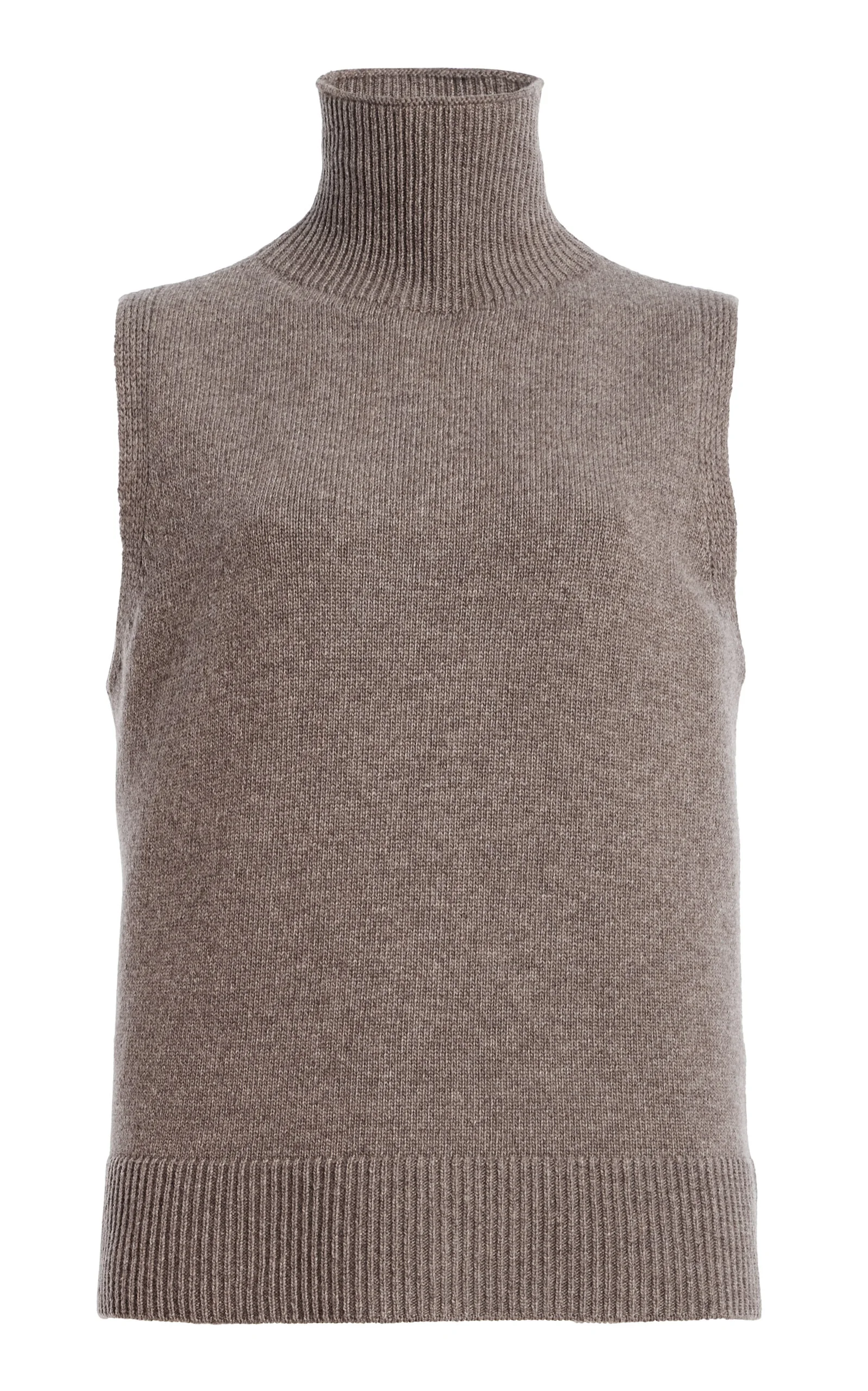 The Bruno High-Neck Wool-Cashmere Top neutral - 1