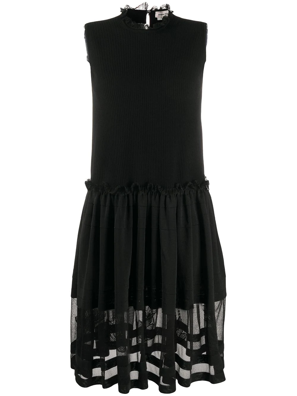 tulle skirt ribbed sleeveless dress - 1