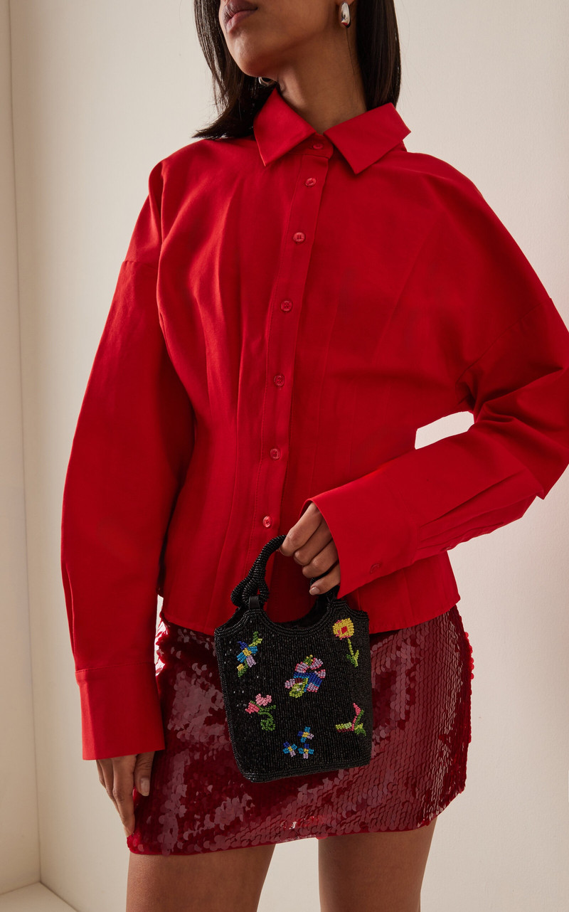 STAUD Zoe Beaded Top Handle Bag black outlook