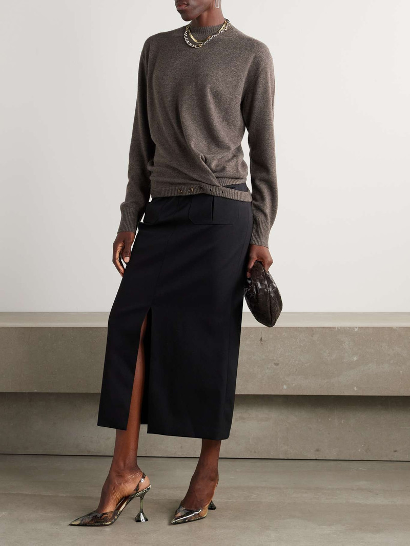 CHRISTOPHER ESBER Fasten wrap-effect draped merino wool and cashmere-blend sweater outlook