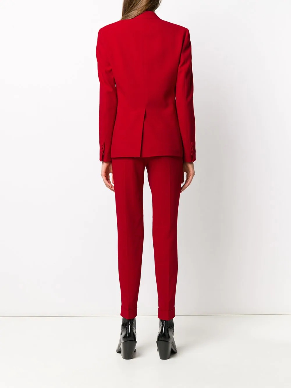 red double-breasted trouser suit - 4