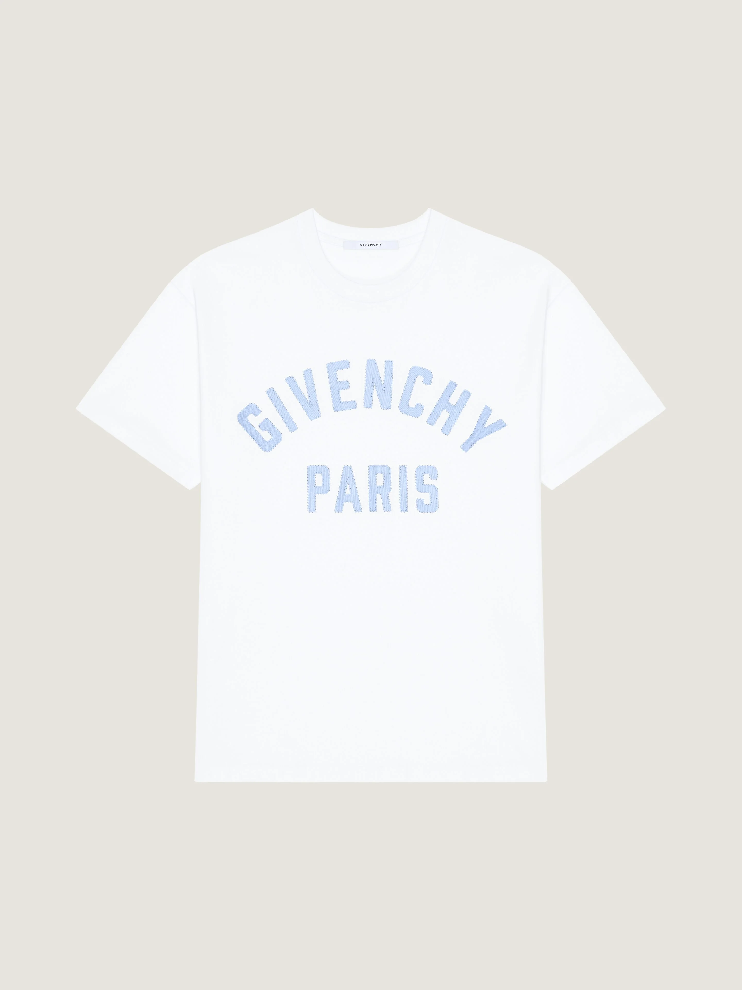 T-SHIRT IN COTTON WITH GIVENCHY PARIS EMBROIDERY - 1