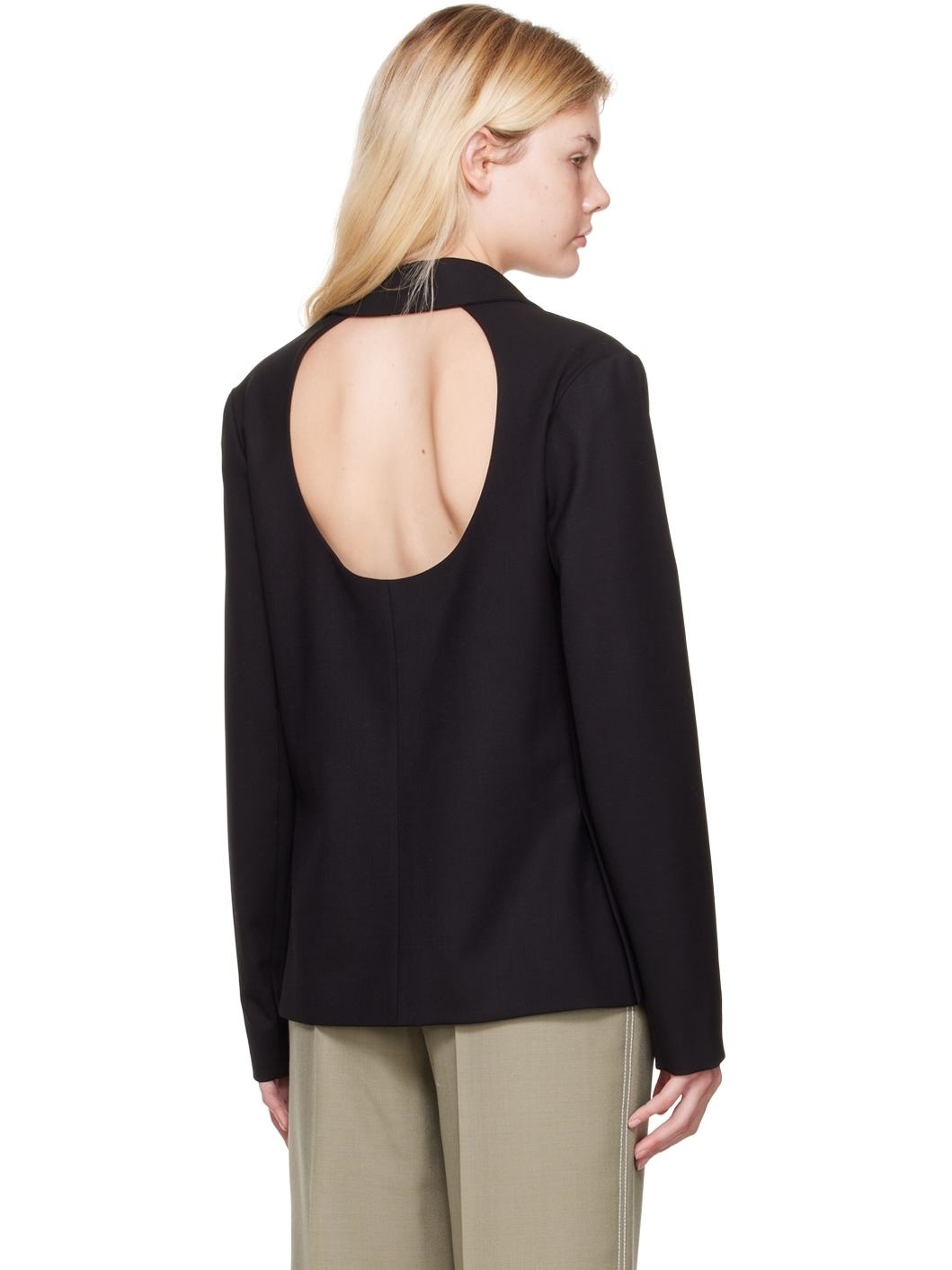 Black Cutout Blazer - 3