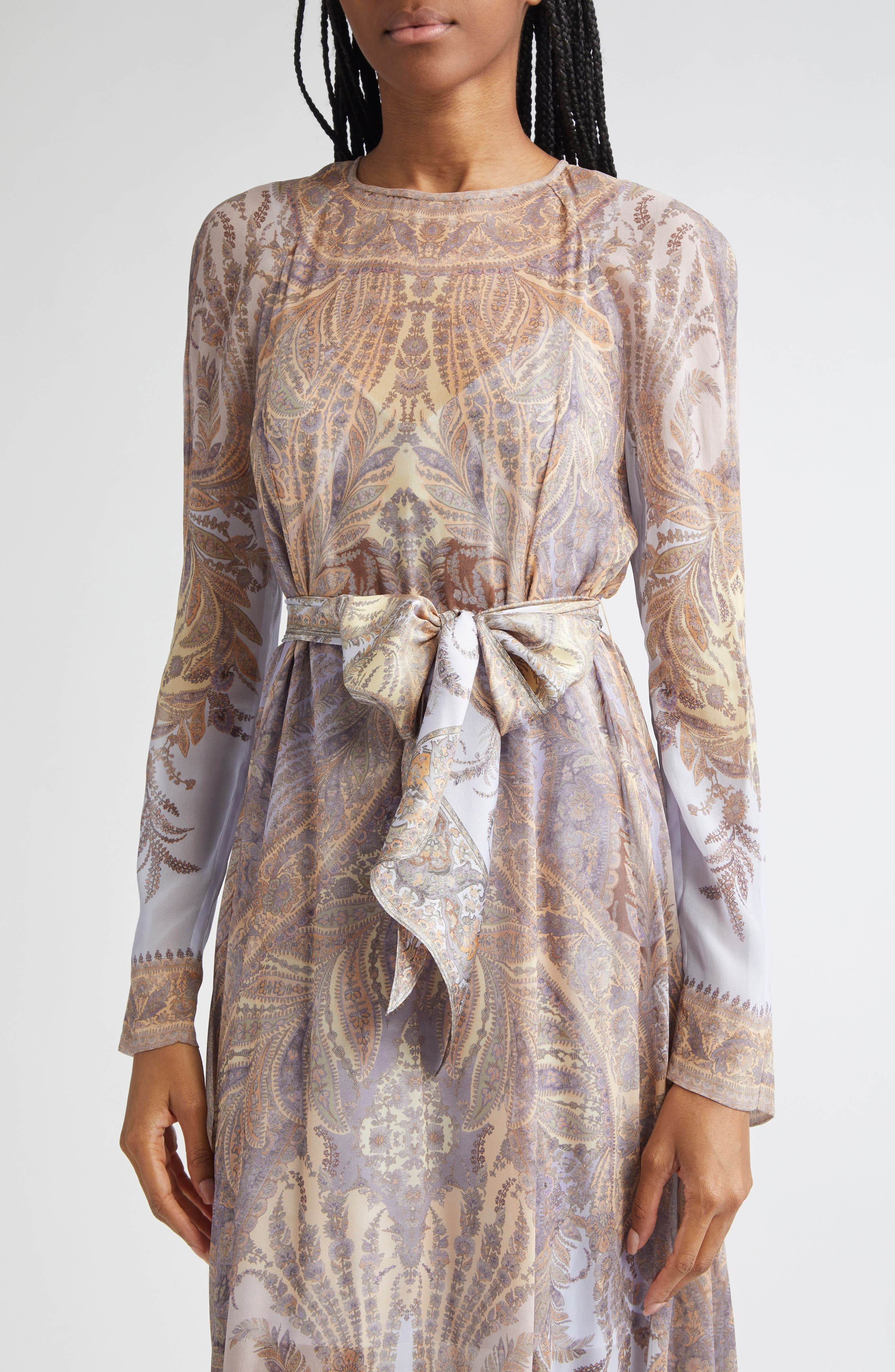 Zimmermann Hypnotic Paisley Long Sleeve Belted Maxi Dress in Lilac Paisley at Nordstrom - 4
