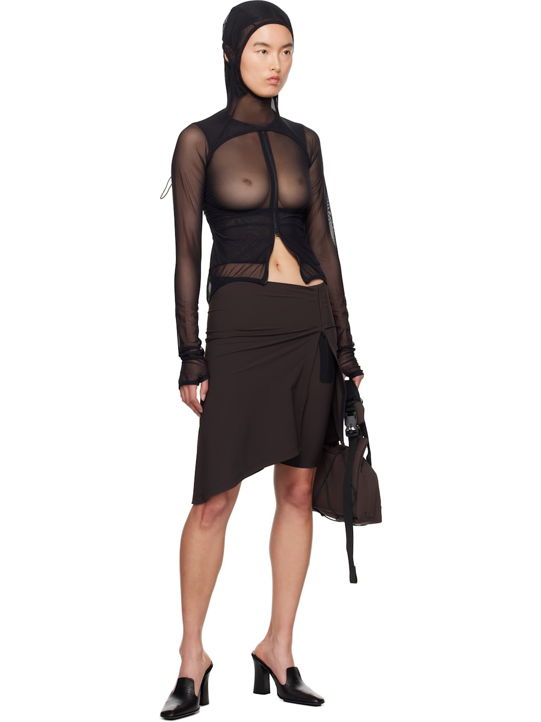 Black Mesh Bolero Hoodie - 4