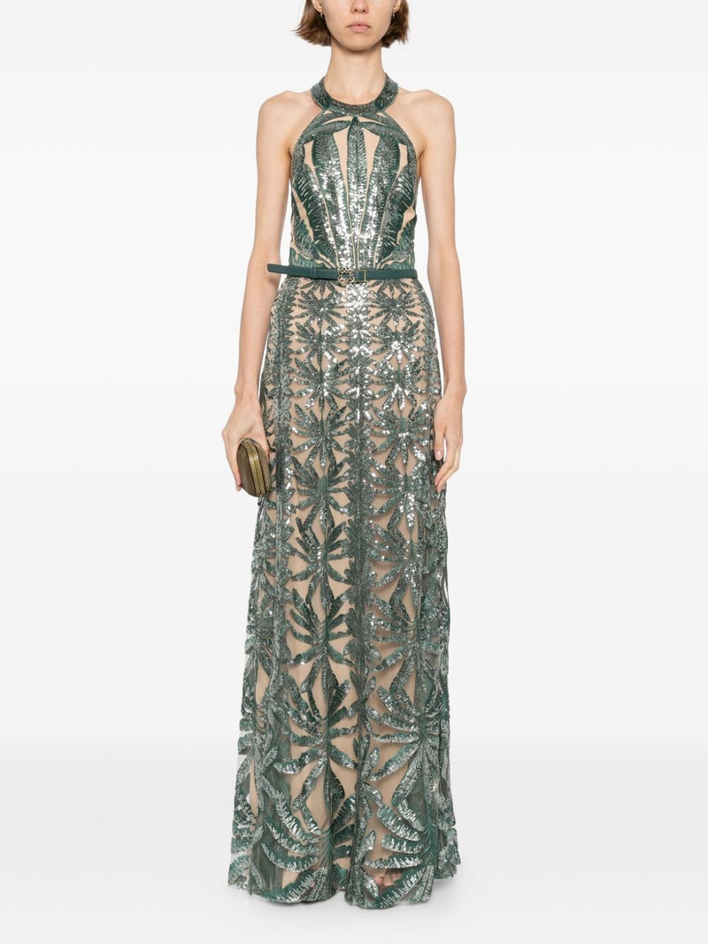 ELIE SAAB embroidered tulle halter dress outlook