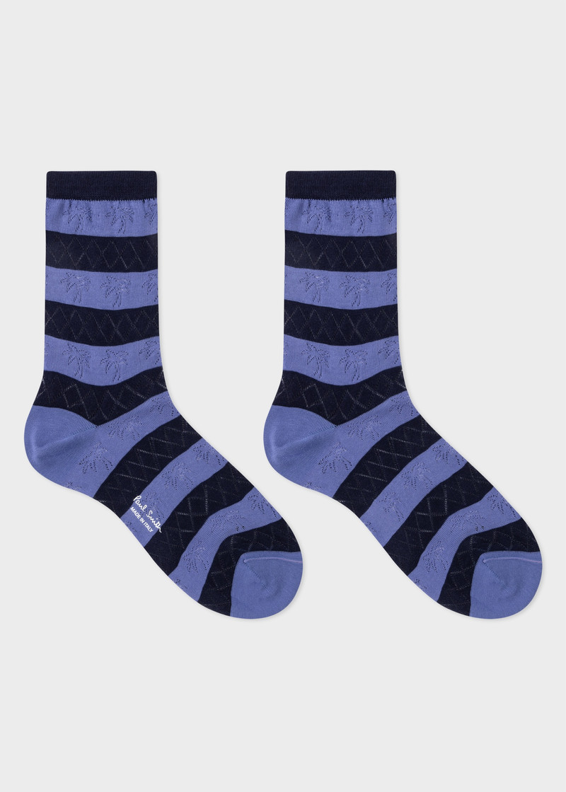 Paul Smith Women's Navy Stripe Crochet Pattern Socks outlook