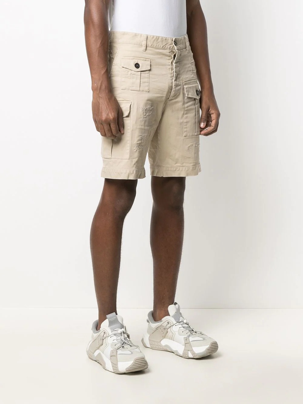 mid-rise cotton cargo shorts - 3