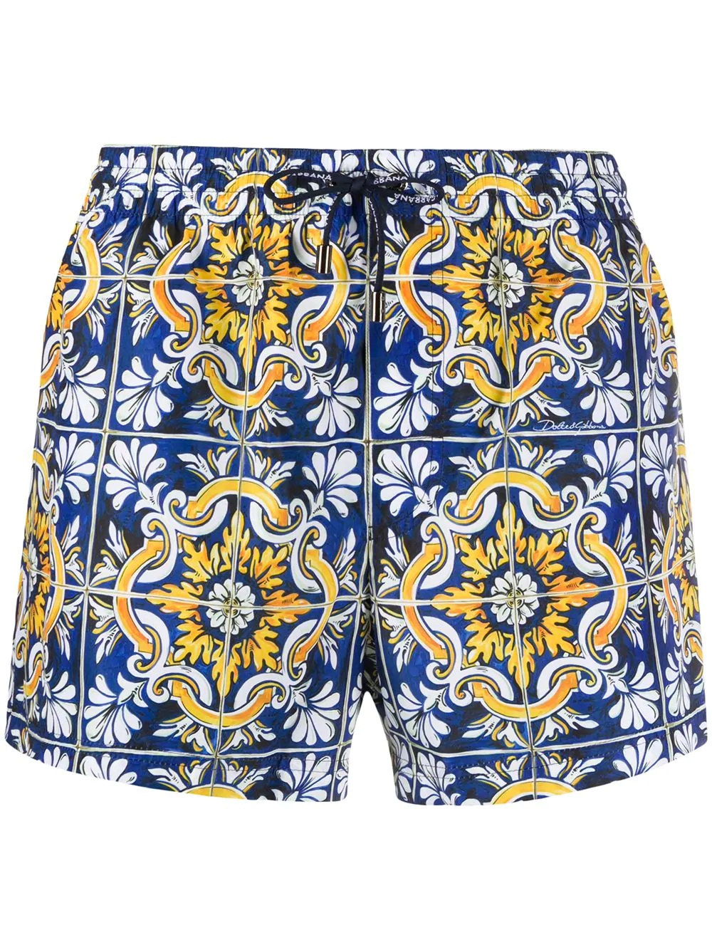 maiolica print swimming shorts - 1