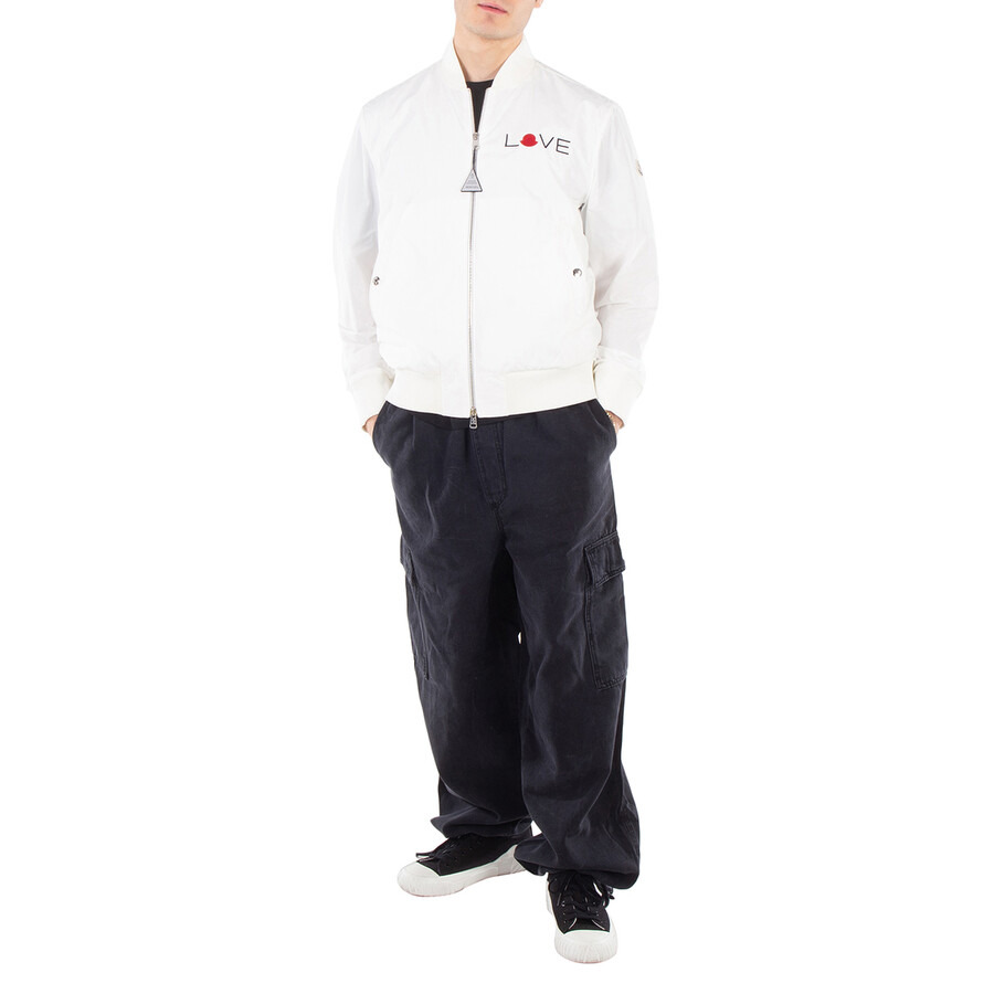 Moncler White Love Embroidery Bomber Jacket - 4