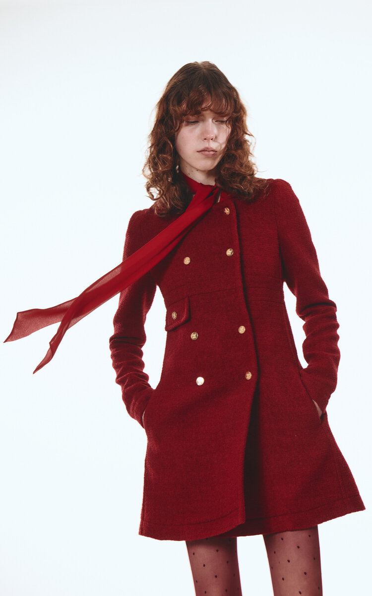 Double-Breasted Boucle Coat red - 2