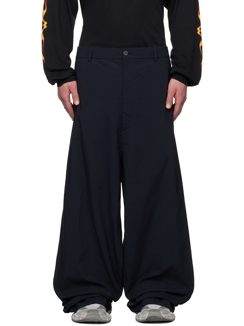 Back Nylon Micro Canvas Large Fit Trousers 1