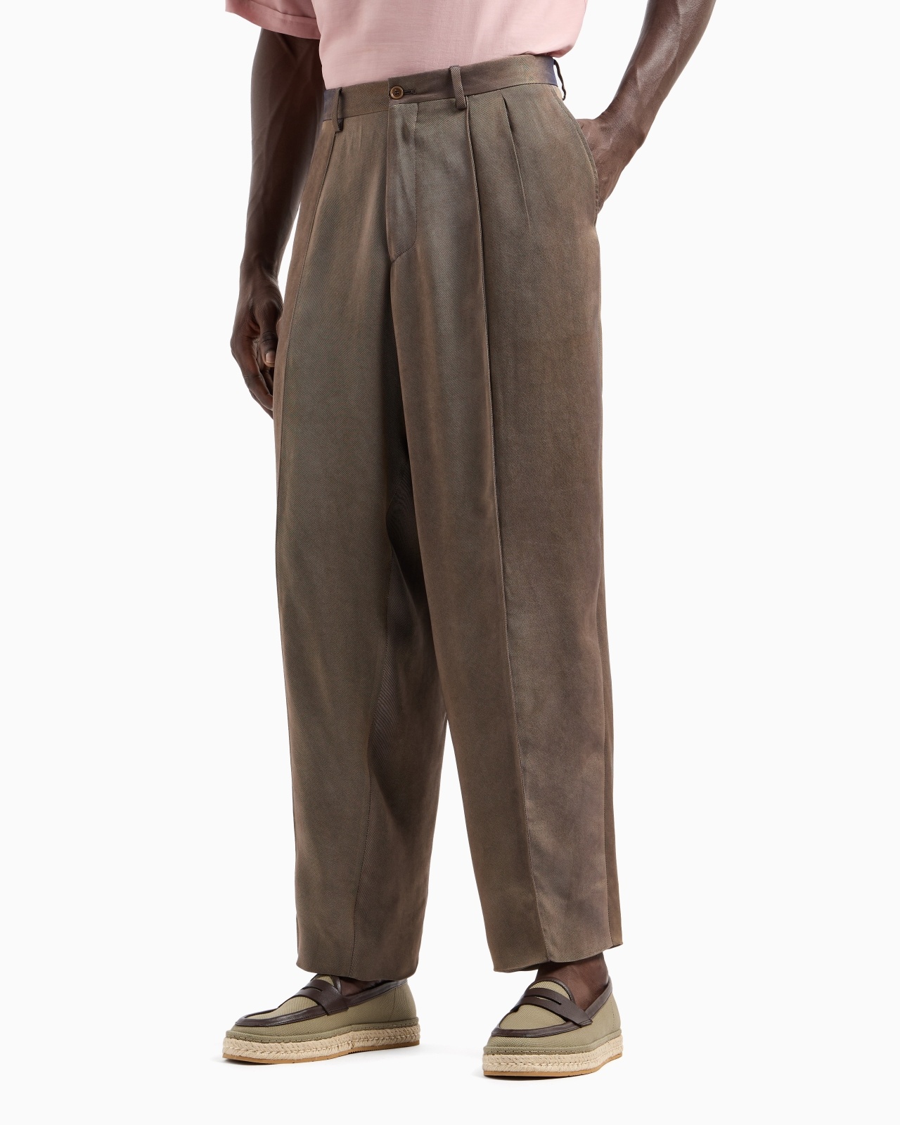 SINGLE-PLEAT VISCOSE TWILL TROUSERS - 4