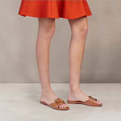 Santoni Women's brown leather slide sandal outlook
