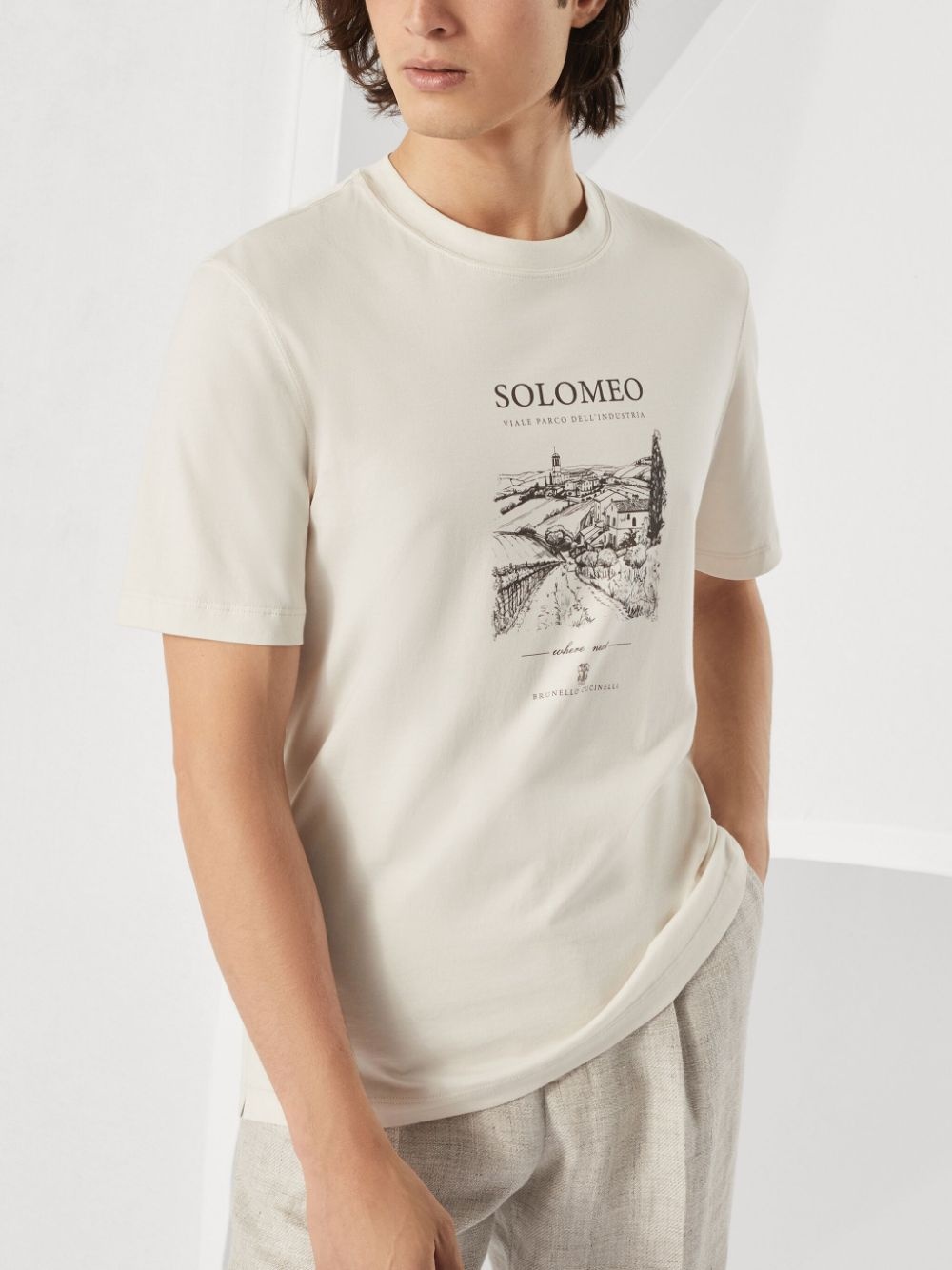 cotton solomeo graphic print t-shirt - 3
