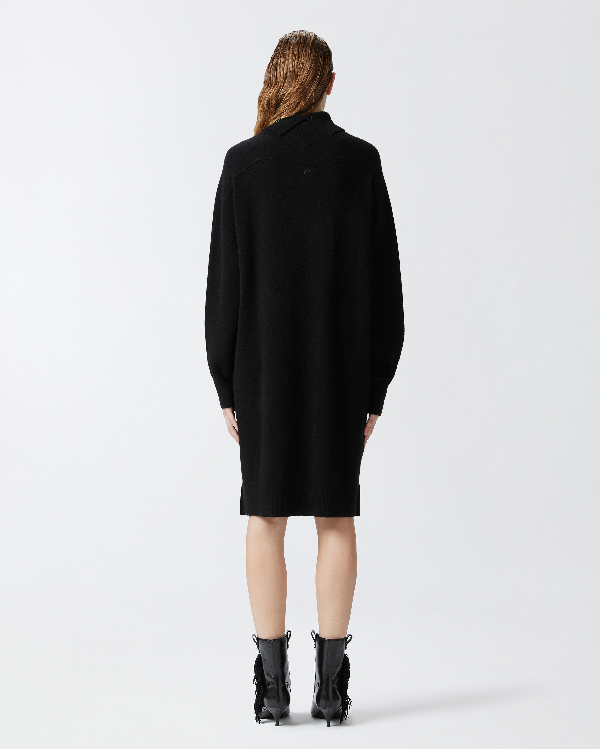 CASHMERE-BLEND TURTLENECK DRESS WITH FRONT SLIT - 4