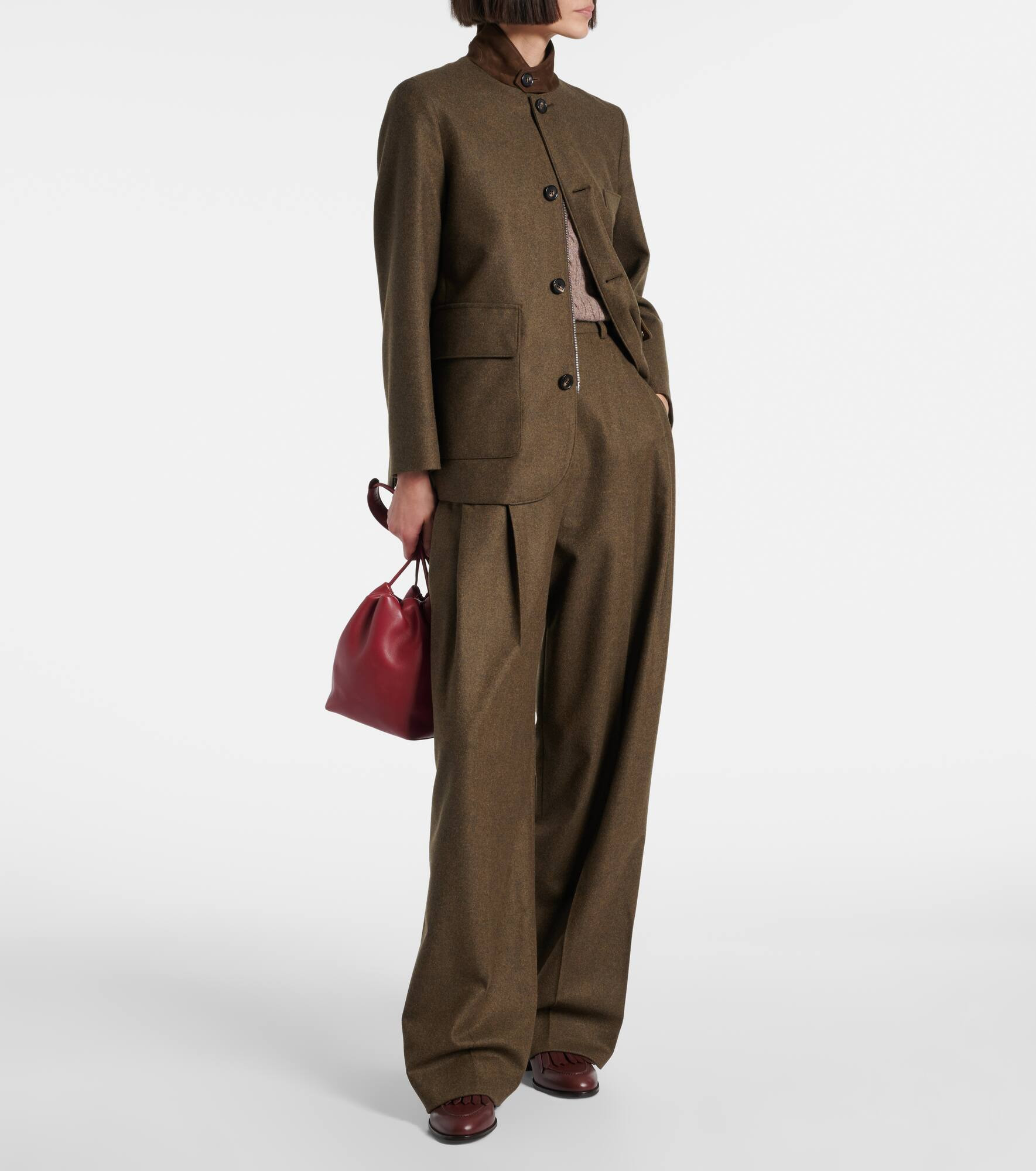High-rise wool and cashmere wide-leg pants - 2