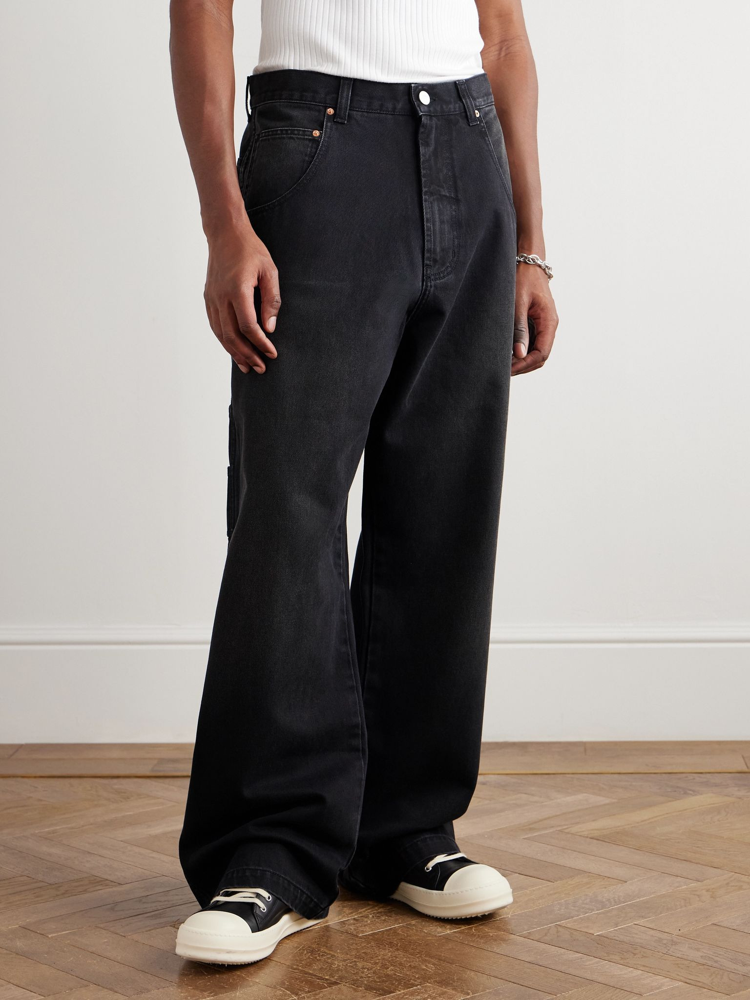 Hip-Hop Straight-Leg Jeans Black - 3