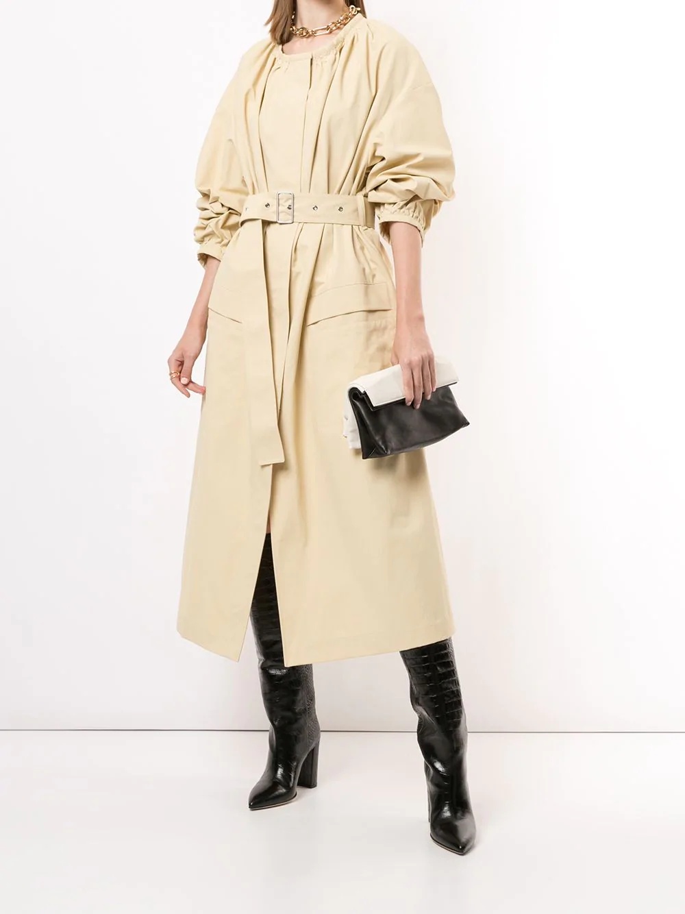 belted cotton coat - 2