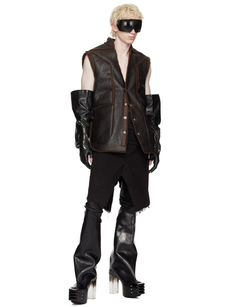 Rick Owens Brown Fogpocket Shearling Vest outlook