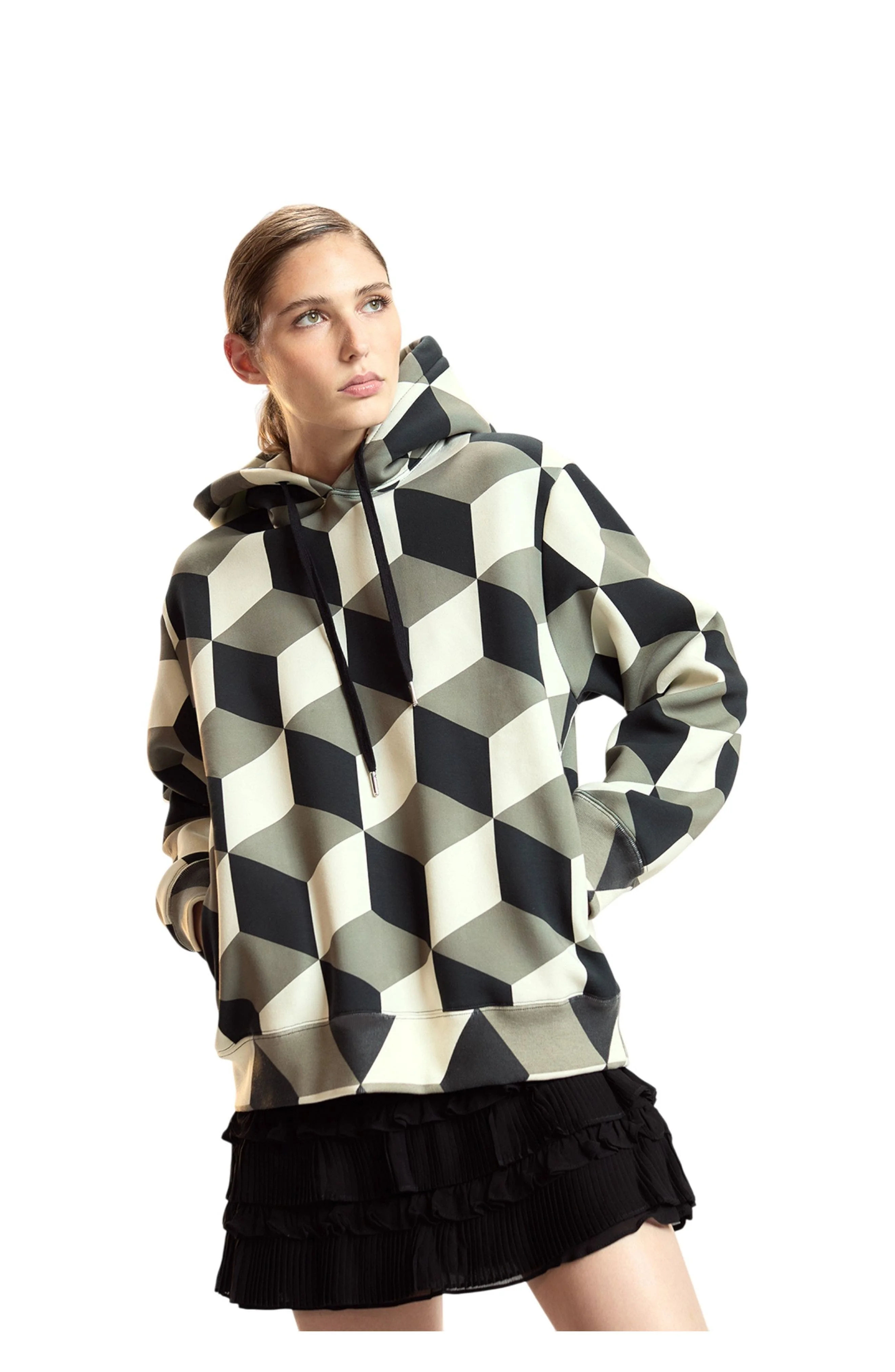 Cynthia Rowley Printed Hoodies in Geo Black/camel Combo at Nordstrom - 1