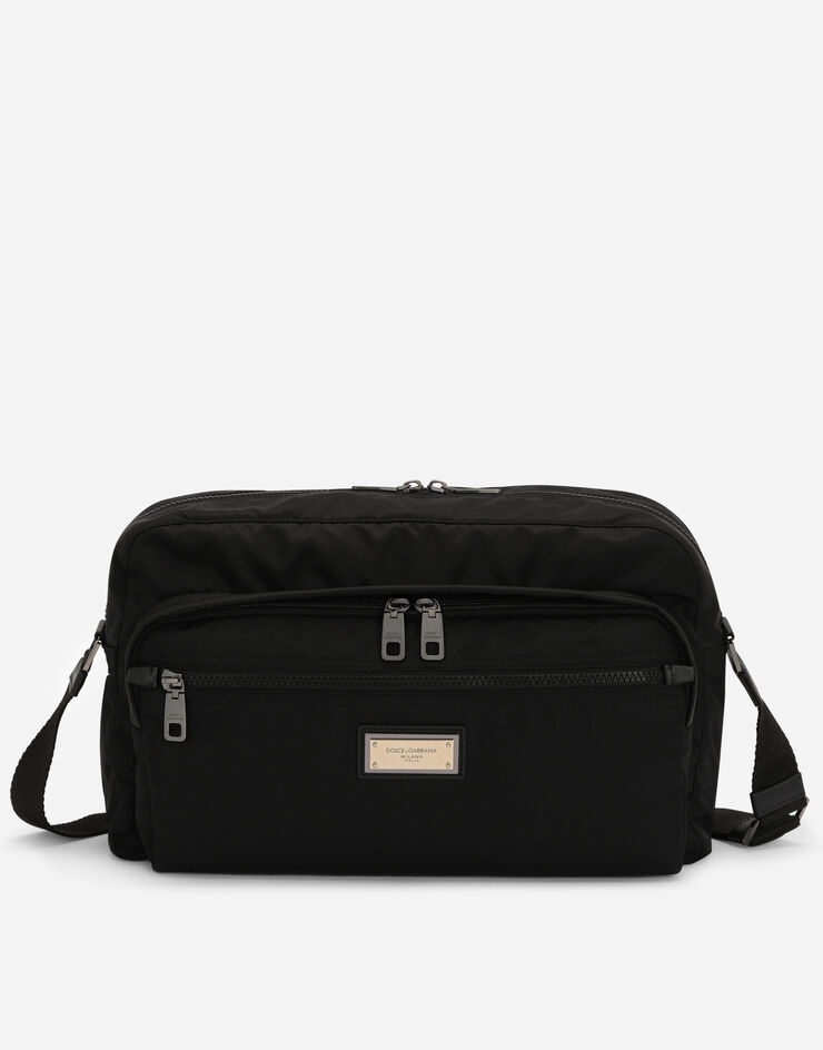 Nylon and calfskin nappa Nero Sicilia DNA bag - 1