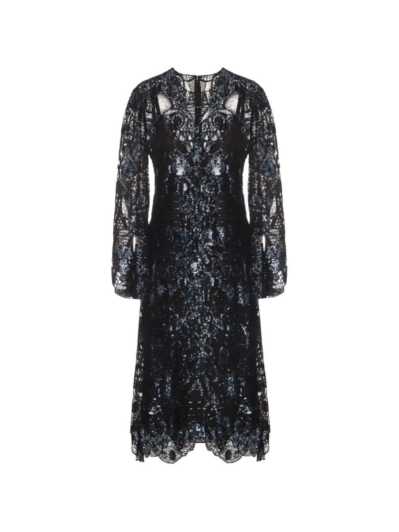 sequin-detail lace midi dress 1