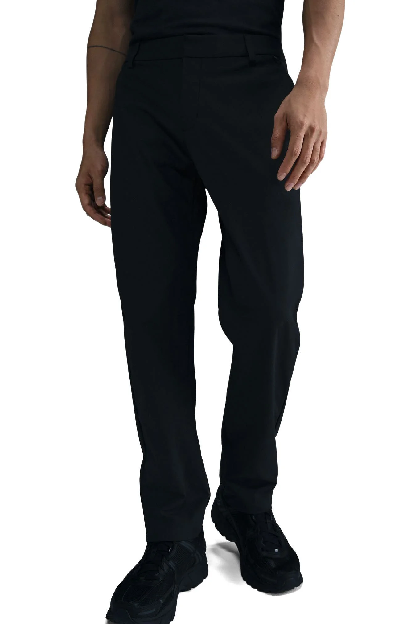Nike 24.7 PerfectStretch Dri-FIT Regular Fit Flat Front Pants in 010 Black/dkskgy at Nordstrom - 1