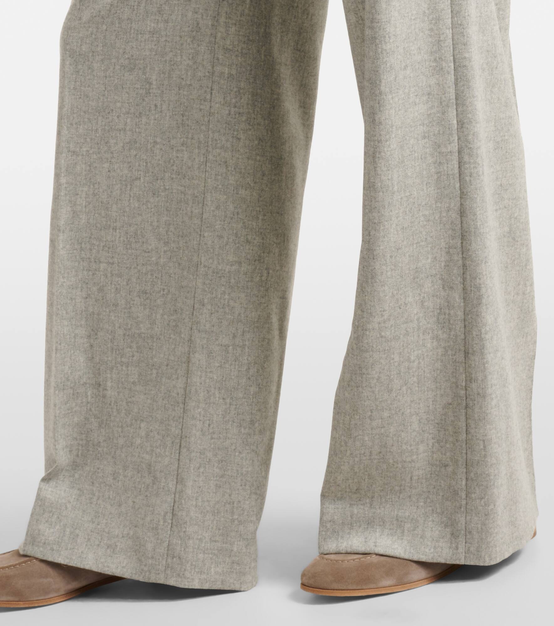 Wool and cashmere flannel wide-leg pants - 5