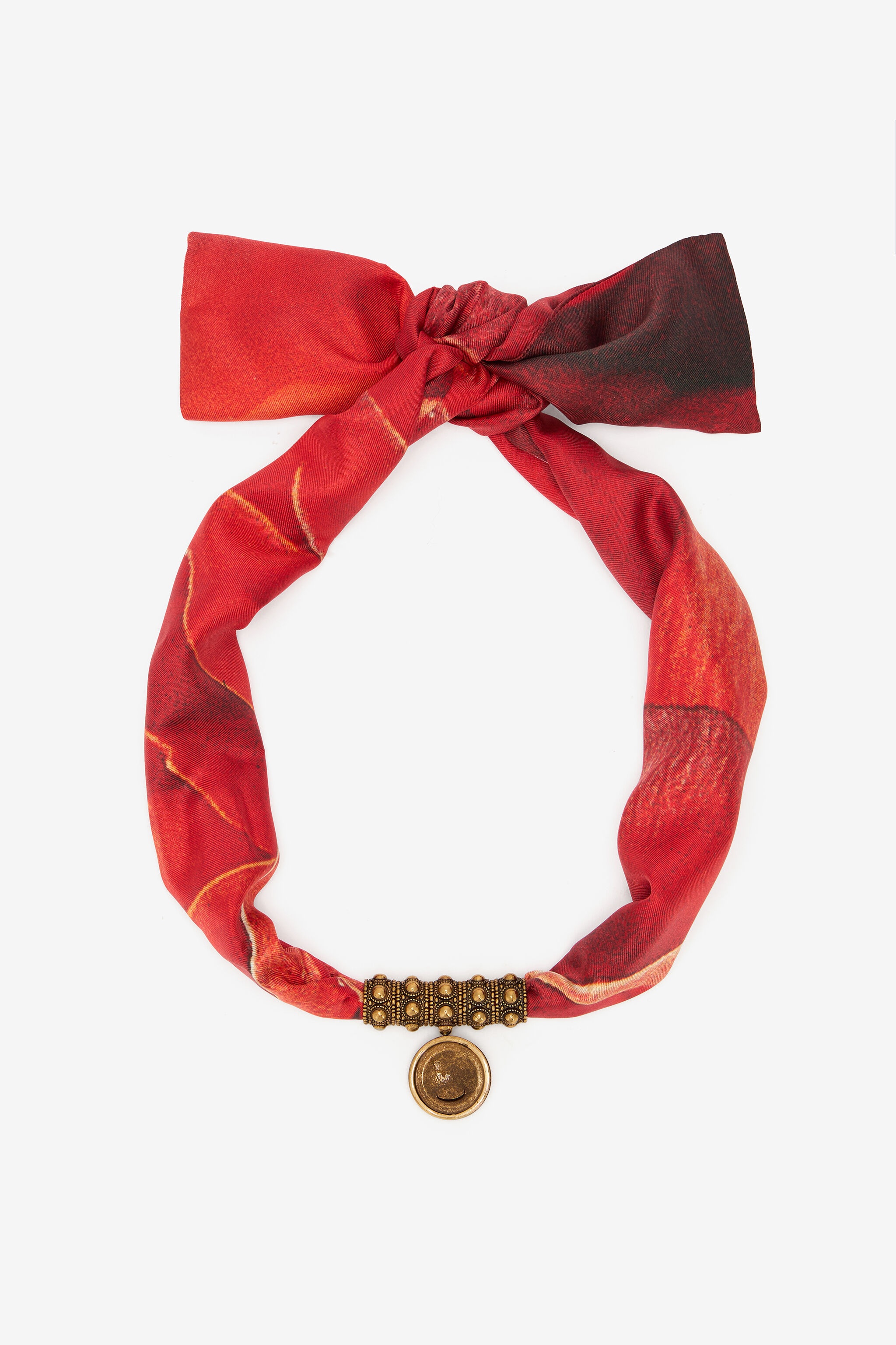 Necklace in metal and printed silk - 3