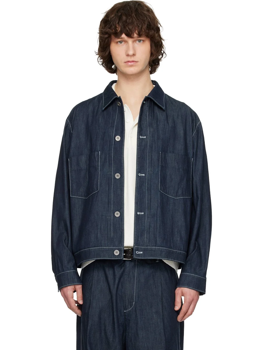 Navy Japanese Denim Trucker Jacket - 1