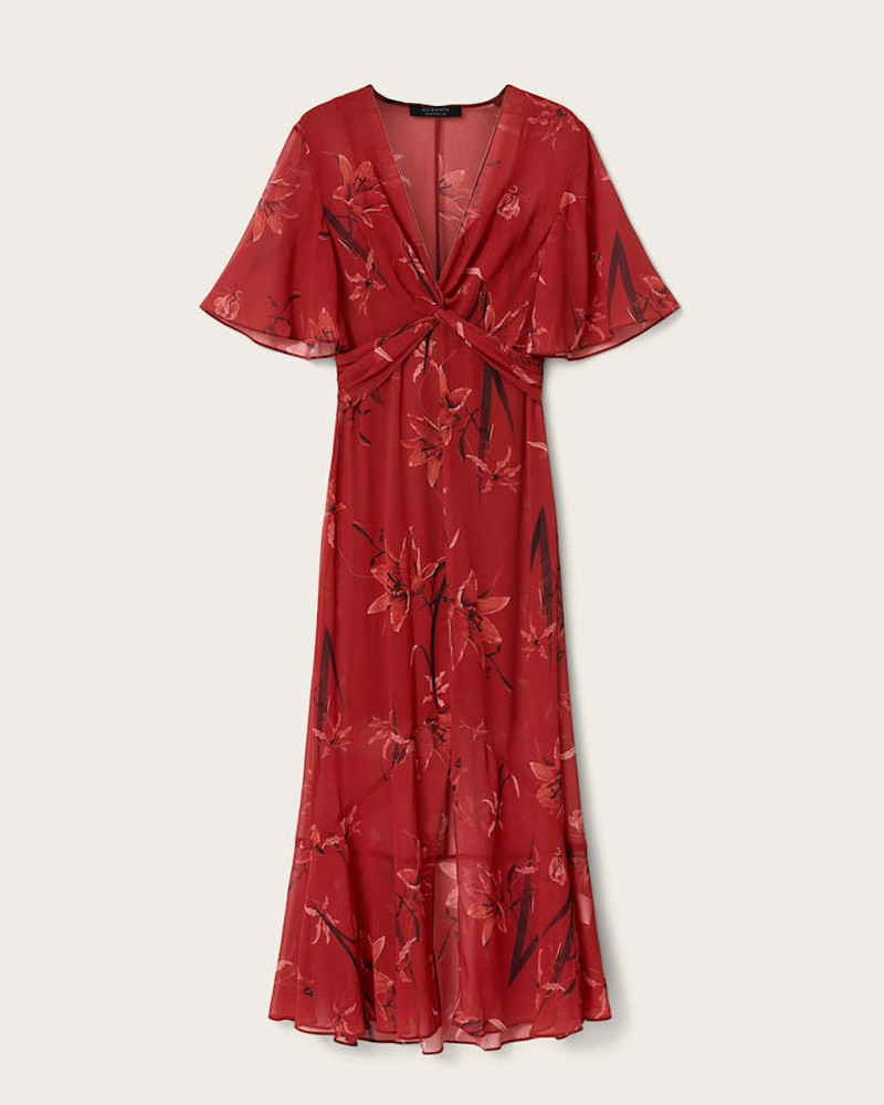 MOLLIE TWIST DETAIL FLORAL MIDI DRESS 1